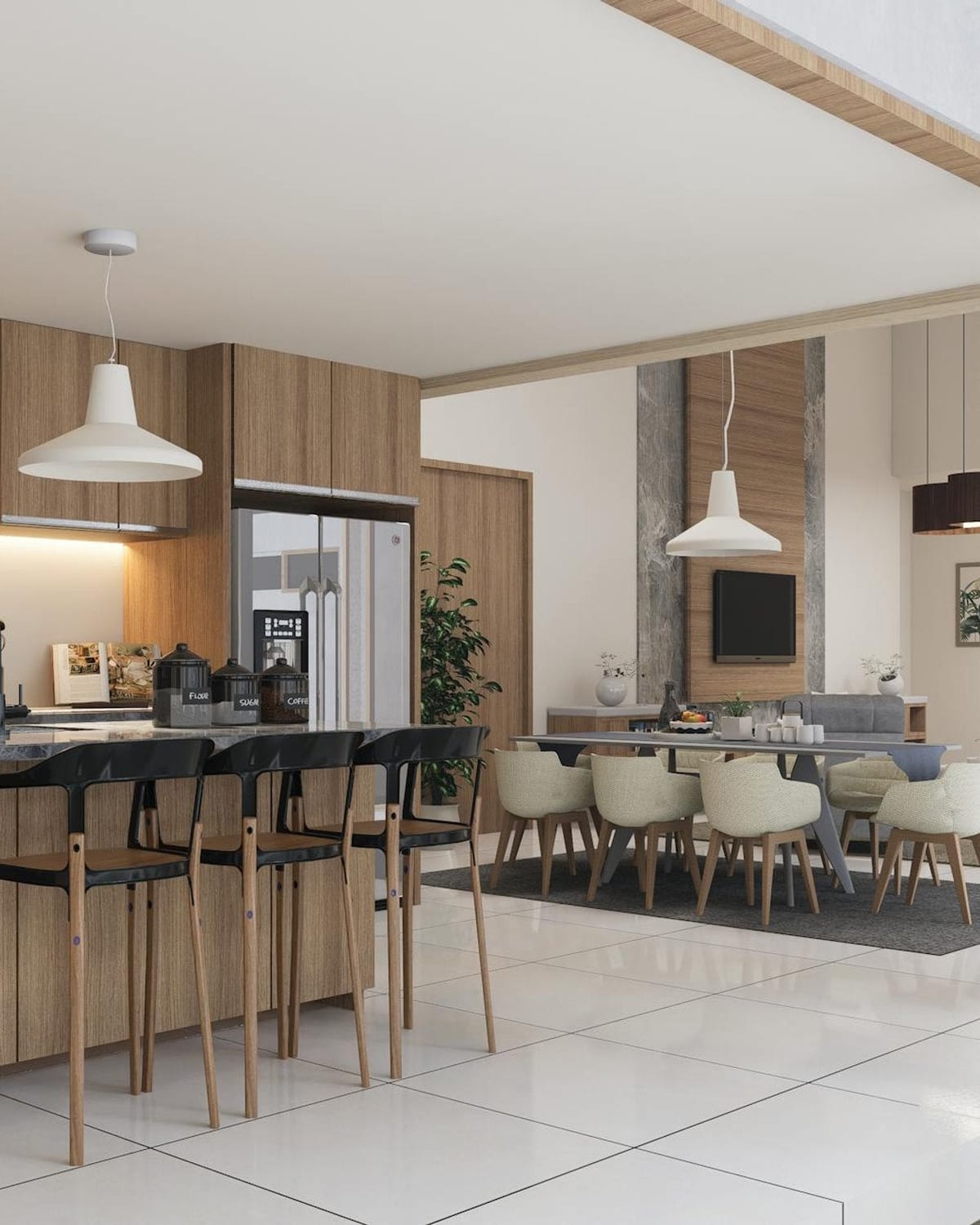 An open-plan designed kitchen